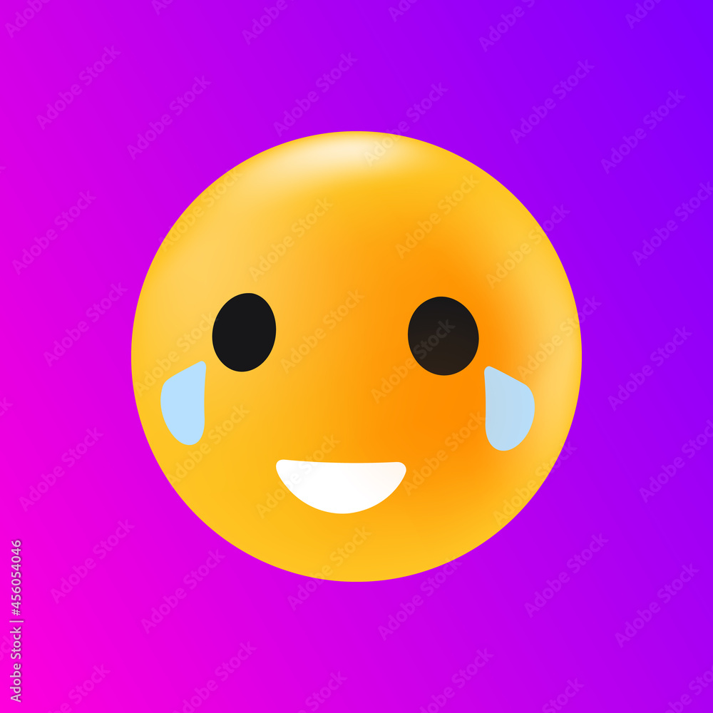 Fototapeta premium Face with Tears of Joy. Emoticon Reaction. Isolated Element. Vector illustration