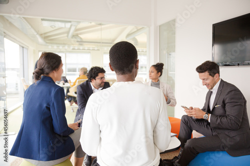 Business people talking in relax zone