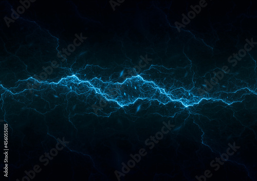 Blue fractal lightning background, electrical abstract