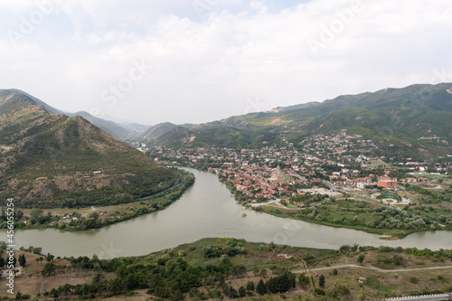 View over Mtskheta, the former capital of Georgia, seen from Jvari monastry photo