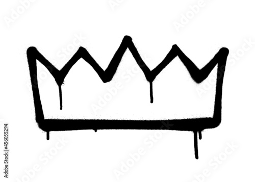 Sprayed crown with overspray in black over white. Vector illustration.
