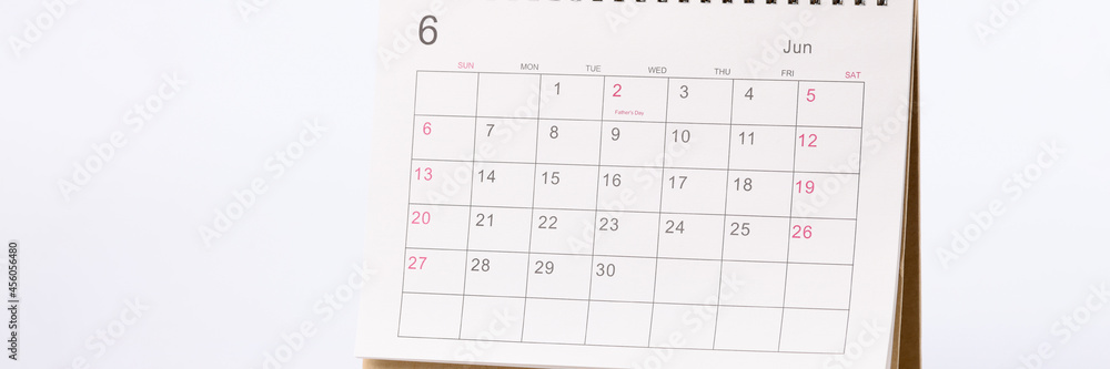 Applied paper calendar standing on white background Applied paper calendar standing on white background