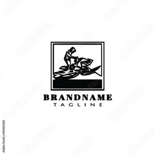 jet ski logo cartoon icon design template black isolated illustration