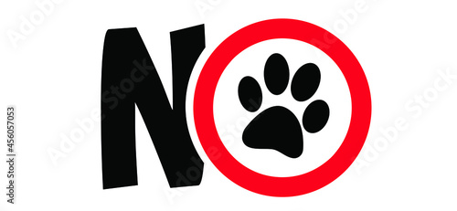 Cartoon no dog area icon. Flat vector no dogs pictogram. Black silhouette of a dog. 