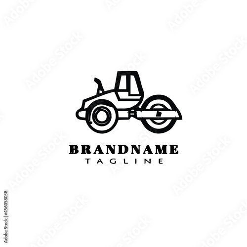 cute steamroller cartoon logo icon design template isolated vector illustration