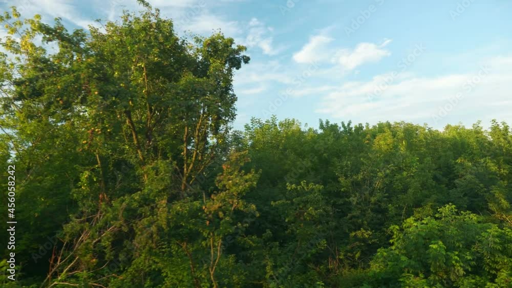 Travel by Train. View out of Window Village Country Rural Scenery Landscape Western Ukraine Europe. Summer Morning Travel by Train. View out of Window Village Country Rural Scenery Landscape Western Ukraine Europe. Summer Morning