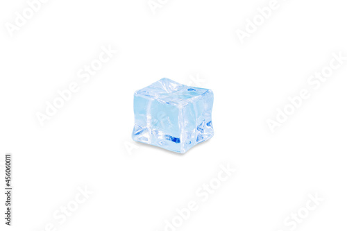 Bluish ice cube isolated on white