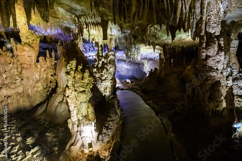 Colorful underground Prometheus Cave formations, Imereti region of Georgia photo