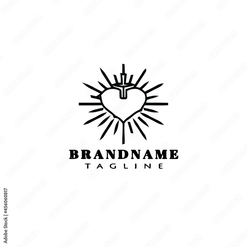 Fototapeta premium arrow through heart cartoon logo icon design template isolated vector illustration