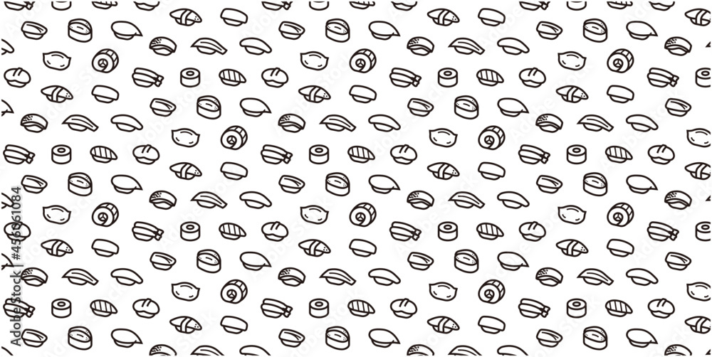 Sushi icon pattern background for website or wrapping paper (Monotone version)