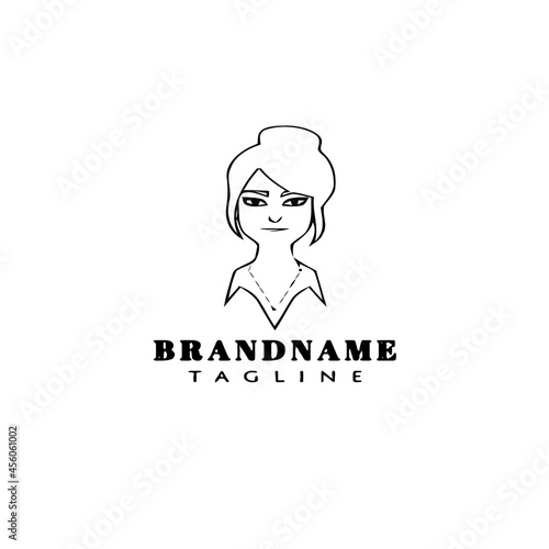female face avatar logo icon design template black vector illustration