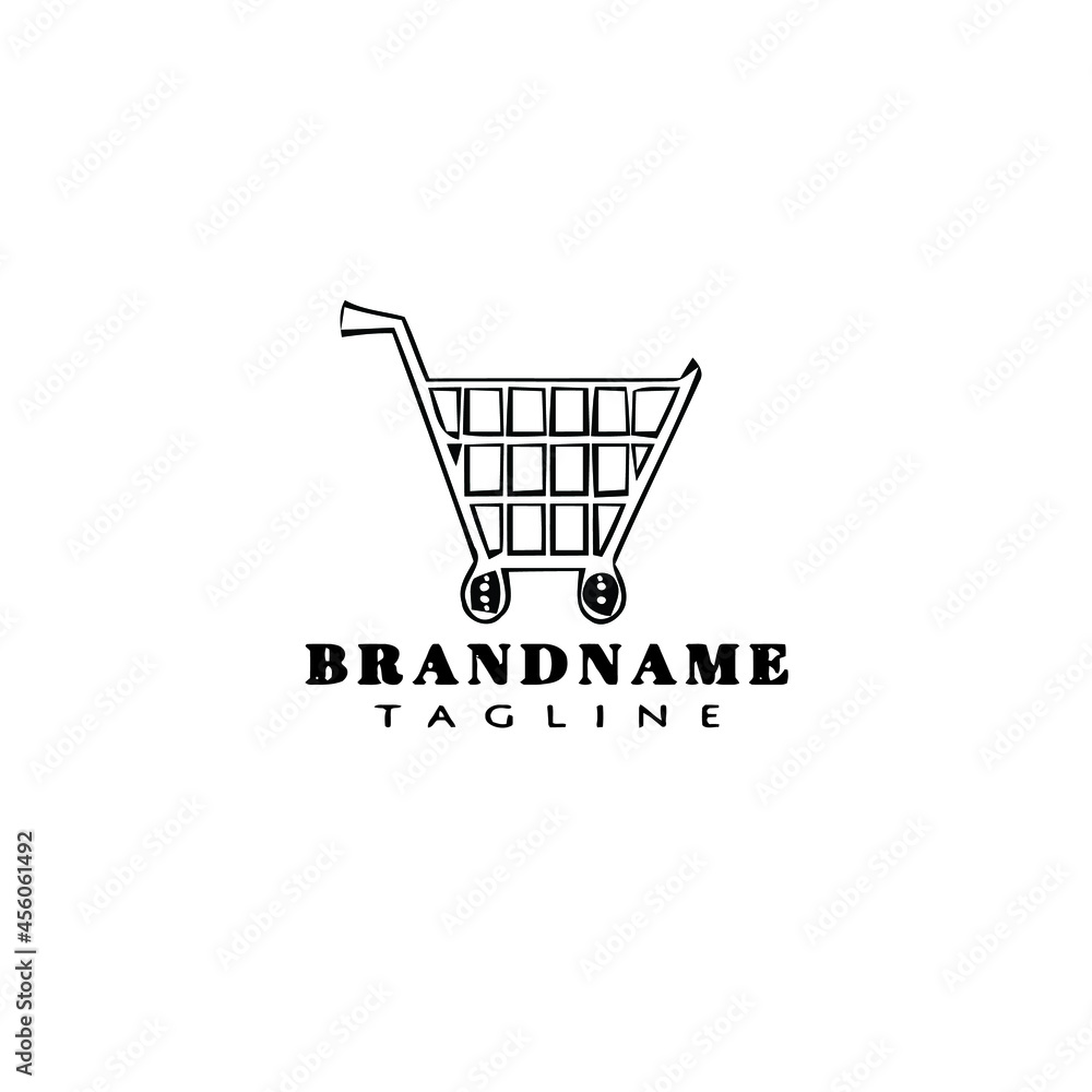 simple shopping cart cartoon logo icon design template black isolated vector illustration simple shopping cart cartoon logo icon design template black isolated vector illustration