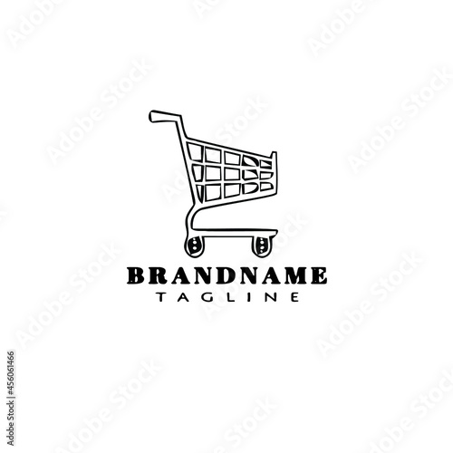shopping cart cartoon logo icon design template black isolated illustration