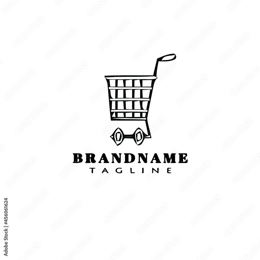 shopping cart cartoon logo icon design template black isolated cute illustration shopping cart cartoon logo icon design template black isolated cute illustration