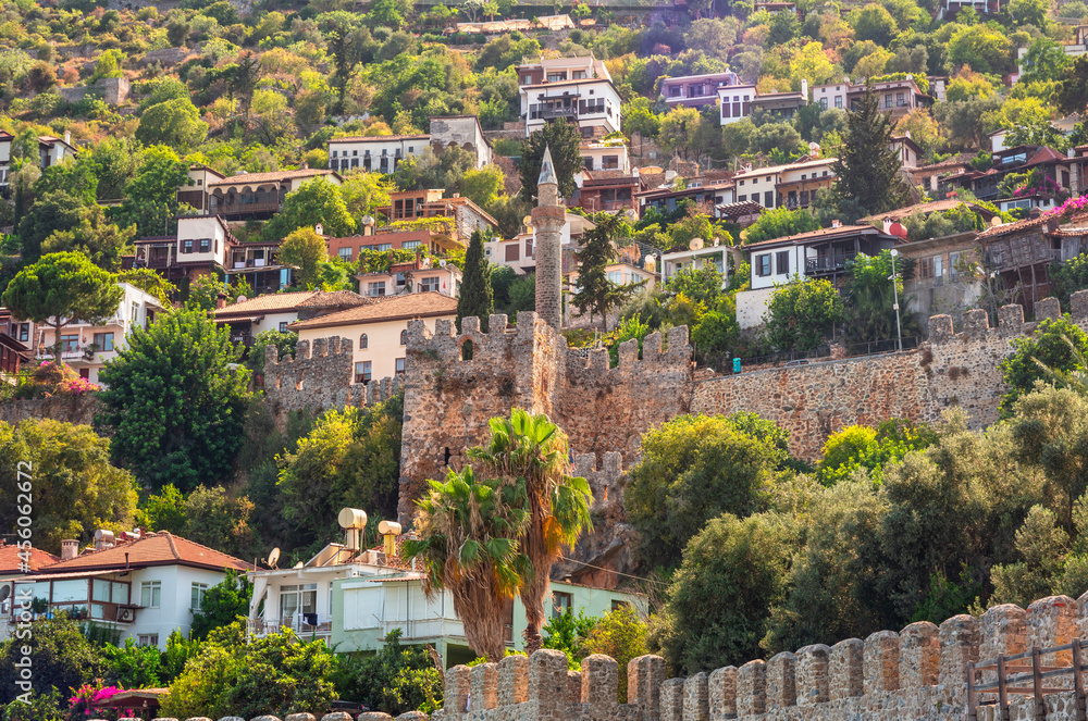 Historical architecture of the city walls of Alanya, Turkey