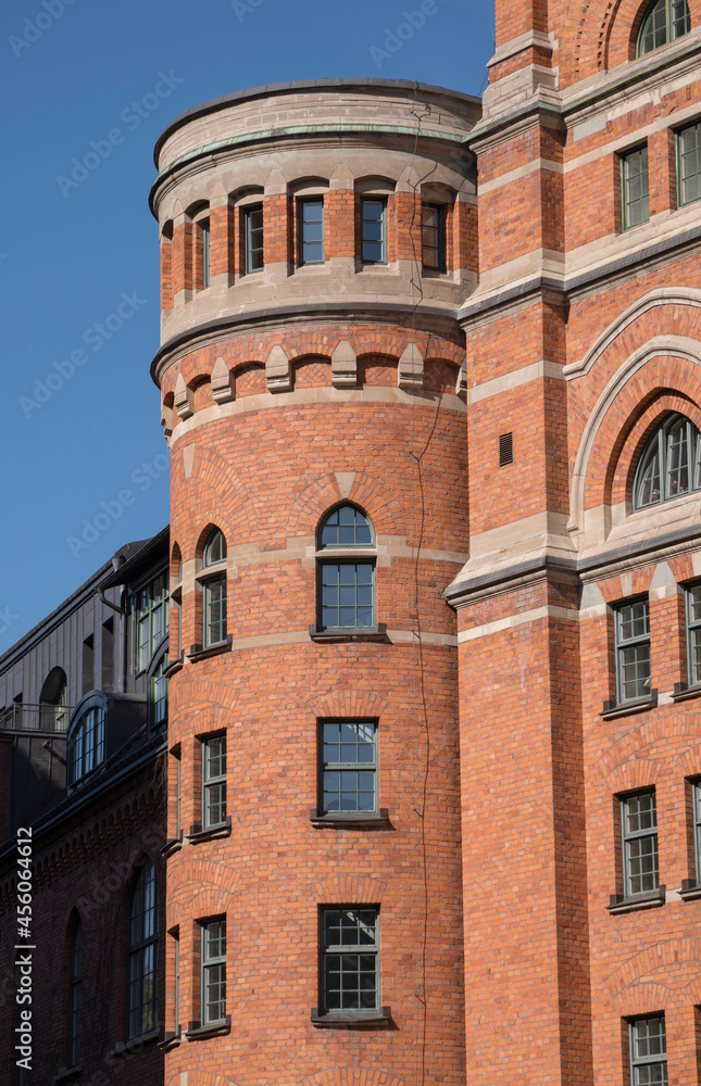 Brick facade on a old brewery building in Stockholm