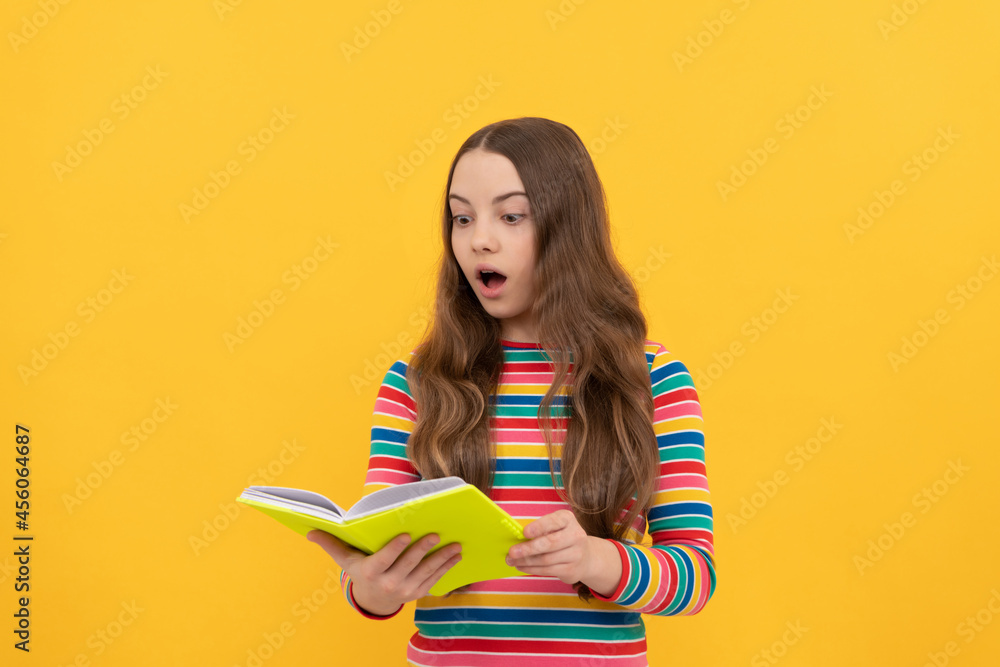 OMG. Shocked child read book. School education. Keep calm and read a book OMG. Shocked child read book. School education. Keep calm and read a book