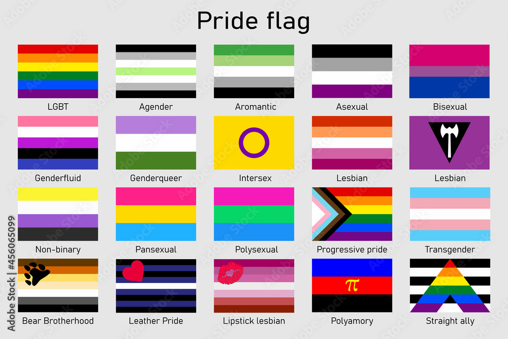 LGBT community pride flag set. Sexual identity symbol