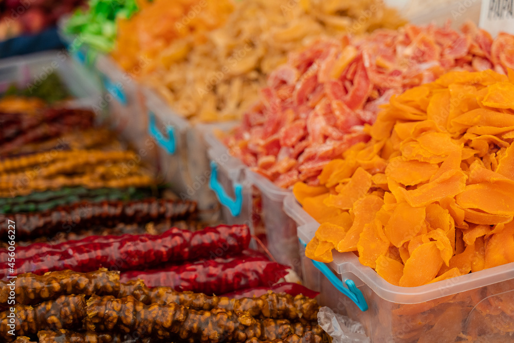 Dried mango and other candied fruits d in Turkish market. Dried mango and other candied fruits d in Turkish market.