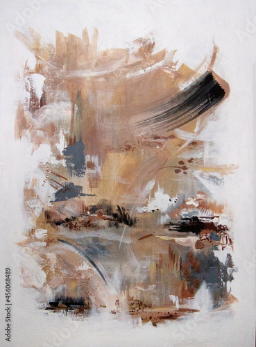 Modern art. Closeup view of colorful abstract painting. Strong brushwork texture and pattern.	