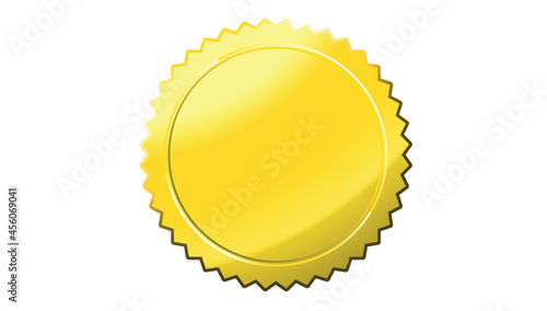 Gold award for product quality. Gold seal. Blank coin icon. Coin isolated, clipping path.