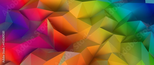 Multicolor abstract background banner of triangles   all the colors of the rainbow