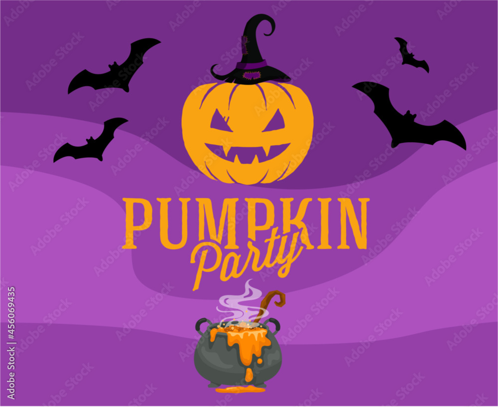 Happy Halloween 31 October Background with Pumpkin Orange and Bat Vector

