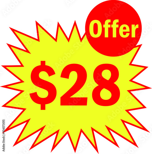 28 dollar - price symbol offer $28, $ ballot vector for offer and sale