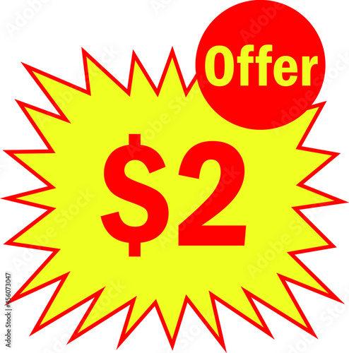 2 dollar - price symbol offer $2, $ ballot vector for offer and sale