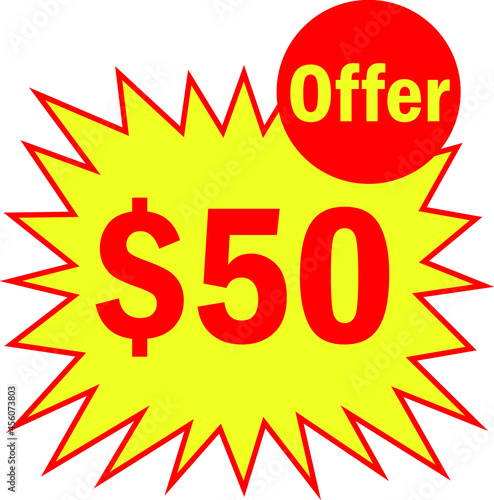 50 dollar - price symbol offer $50, $ ballot vector for offer and sale