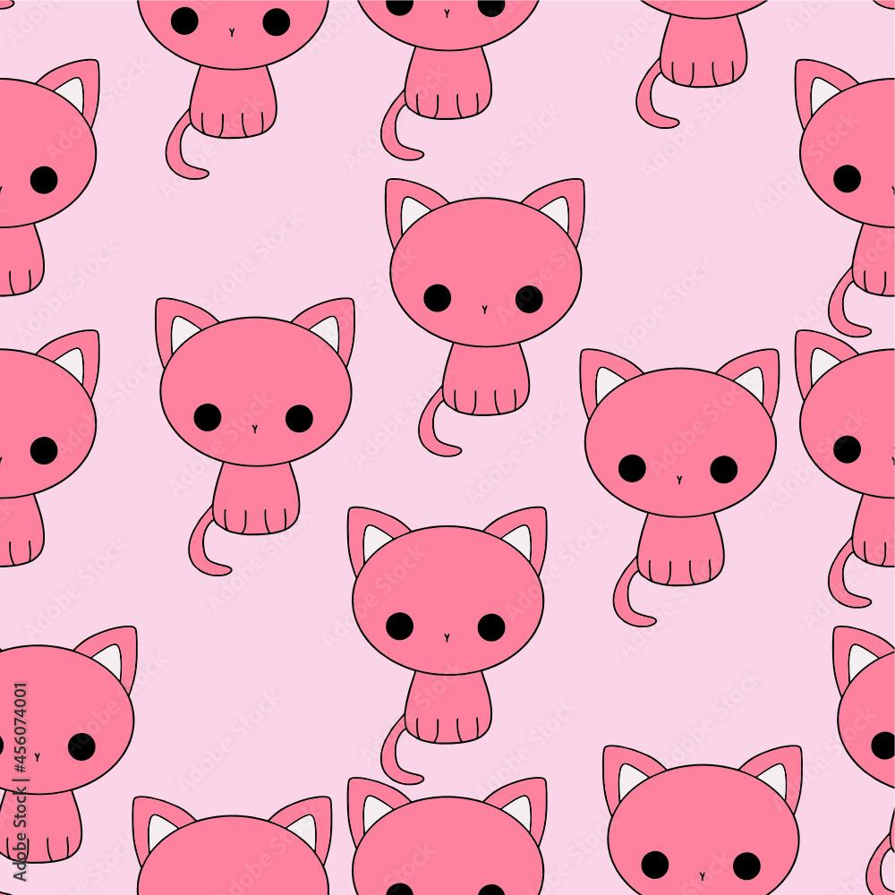 Seamless pattern with colored cats