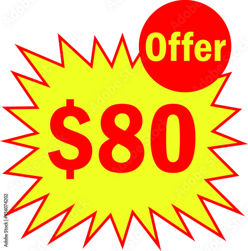 80 dollar - price symbol offer $80, $ ballot vector for offer and sale