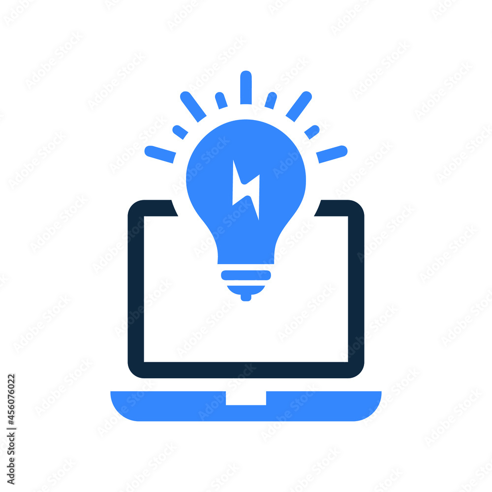 Bulb, ideas, laptop icon. Simple design. Bulb, ideas, laptop icon. Simple design.