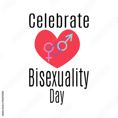 Celebrate Bisexuality Day, idea for poster, banner or holiday card, heart and symbols