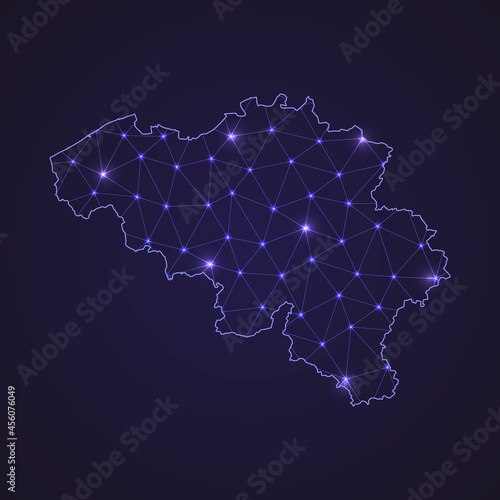 Digital network map of Belgium. Abstract connect line and dot
