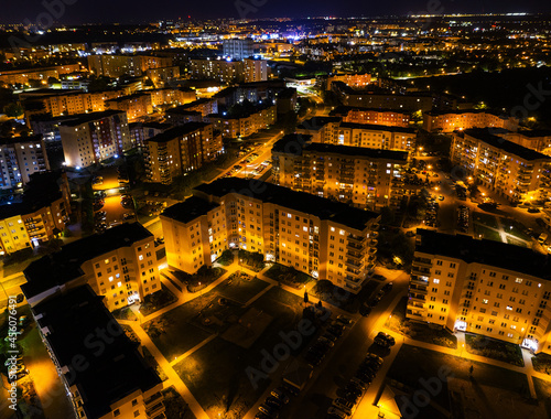 Nocny widok z lotu ptaka, osiedle Manhattan, Gorzów Wielkopolski   © Be