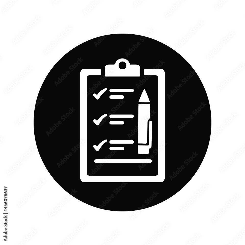 Checklist, report icon. Rounded black vector design. Checklist, report icon. Rounded black vector design.