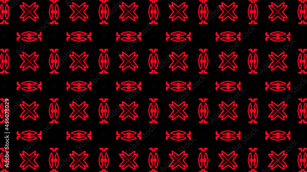 Abstract red geometric seamless pattern background. Psychedelic Colorful VJ background. Disco Abstract Motion Background. Kaleidoscope effect Abstract red geometric seamless pattern background. Psychedelic Colorful VJ background. Disco Abstract Motion Background. Kaleidoscope effect