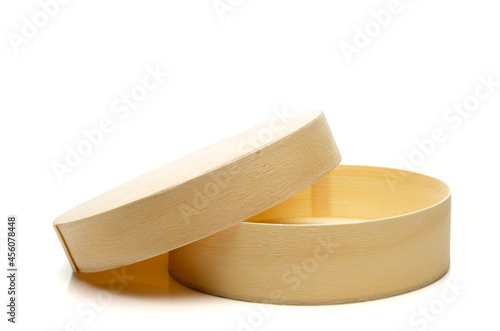 wooden box round isolated on a white background