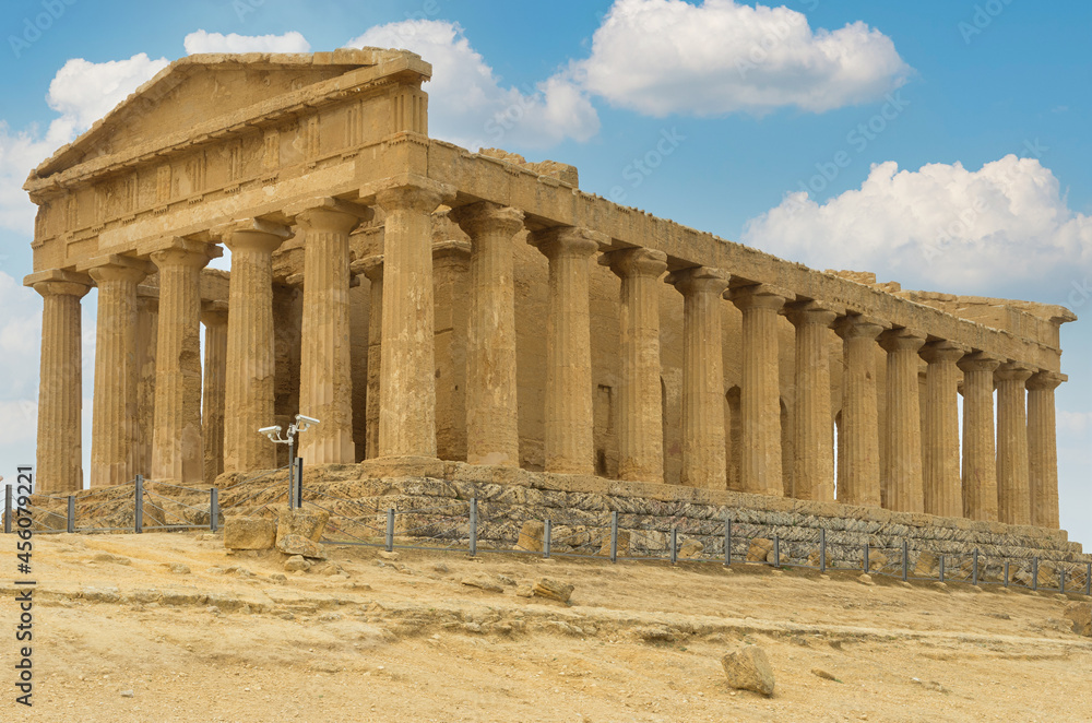Temple of Concordia in the 'Valley of the Temples' in Agrigento, Italy. This landmark is a UNESCO World Heritage Site.