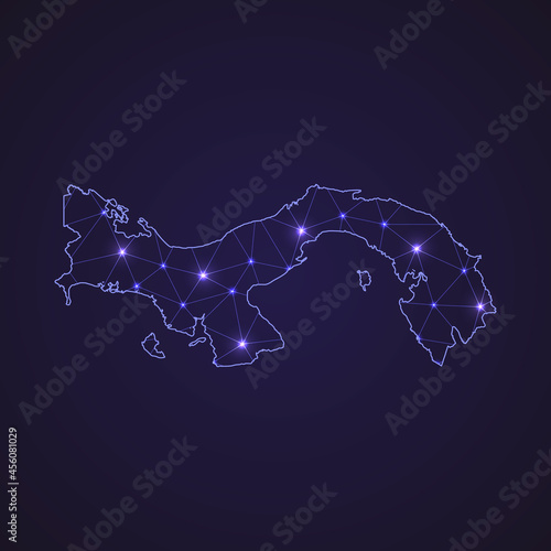 Digital network map of Panama. Abstract connect line and dot