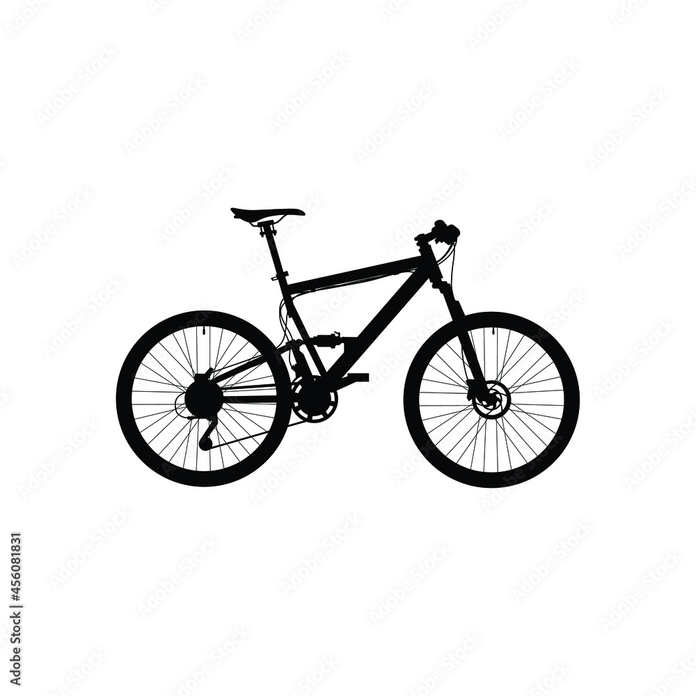 Mountainbike logo or icon. Black silhouette isolated on white background. 