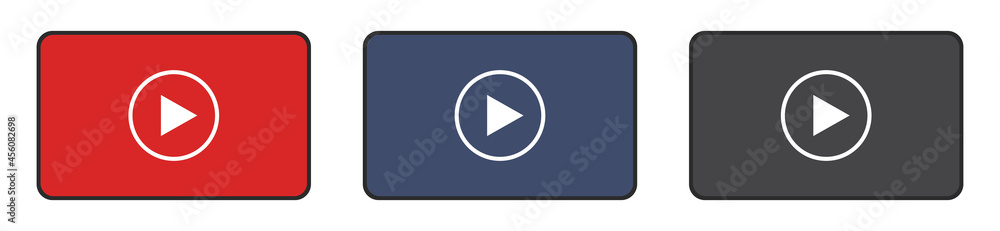 Play button icons set. Video-audio player. Vector illustration. Isolated on white background. Play button icons set. Video-audio player. Vector illustration. Isolated on white background.