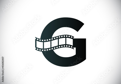 Initial G monogram alphabet incorporated with film reel. Video and movie logo concept. Font emblem. Logo for the entertainment business and company identity