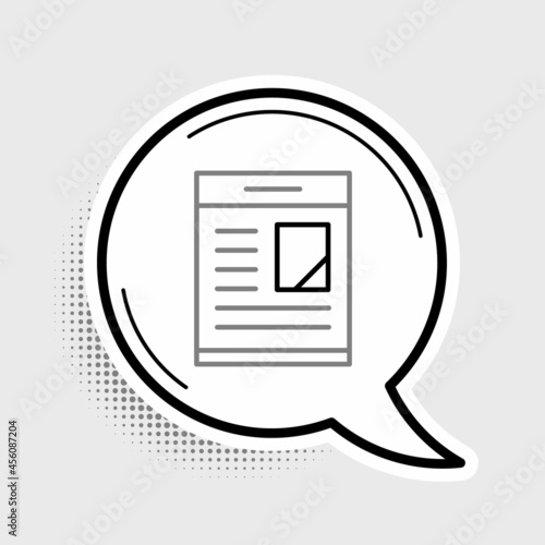 Line Newspaper advertisement displaying obituaries icon isolated on grey background. Colorful outline concept. Vector