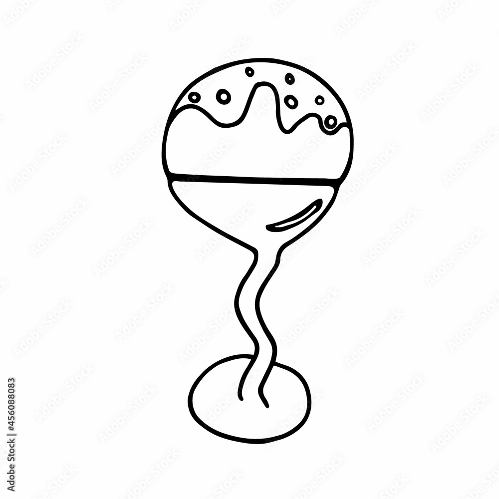 Ice cream ball in a bowl. Black and white vector doodle. Hand drawn simple isolated. Ice cream ball in a bowl. Black and white vector doodle. Hand drawn simple isolated.