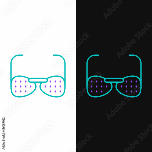 Line Glasses for the blind and visually impaired icon isolated on white and black background. Colorful outline concept. Vector