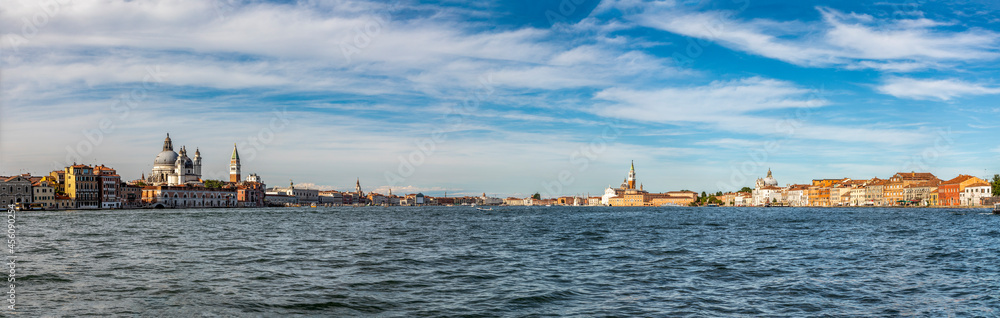 panoramic view to Venice district Dorsoduro from lagoon