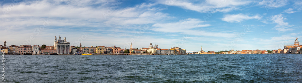 panoramic view to Venice district Dorsoduro from lagoon