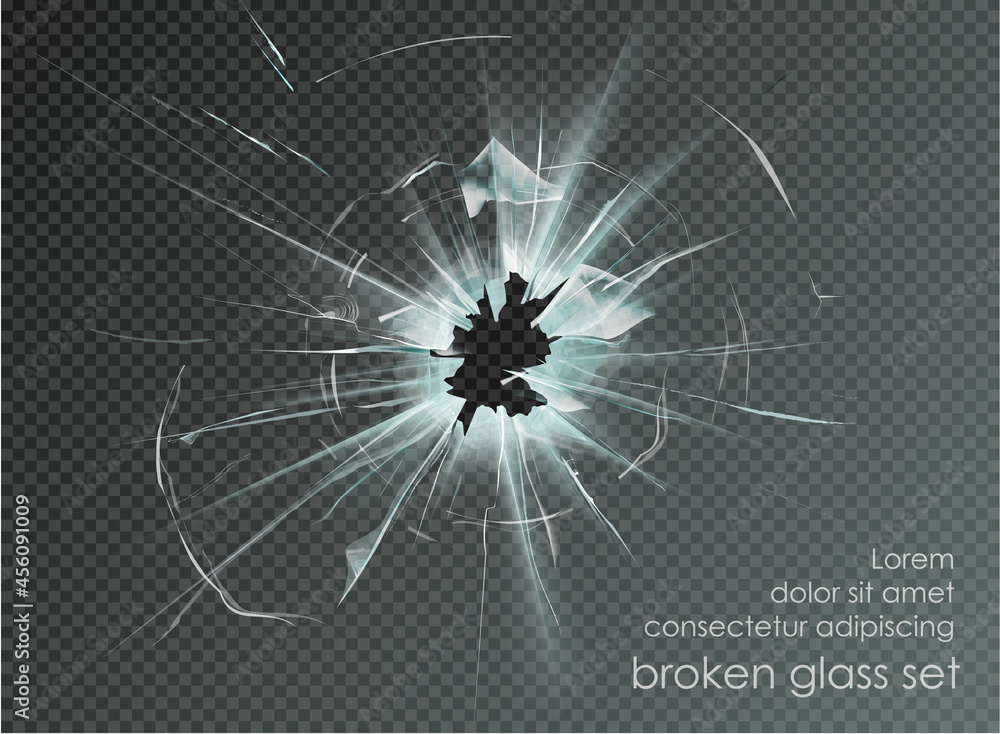 hole broken glass on transparent background hole broken glass on transparent background